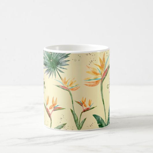 Mug Paume Tropical Or Foliage Floral Monogramme Script (Centre)