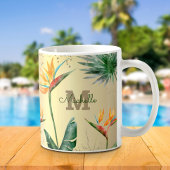 Mug Paume Tropical Or Foliage Floral Monogramme Script