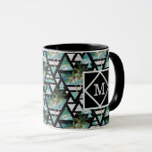 Mug Paumes géométriques abstraites et motif de vagues (Devant droit)