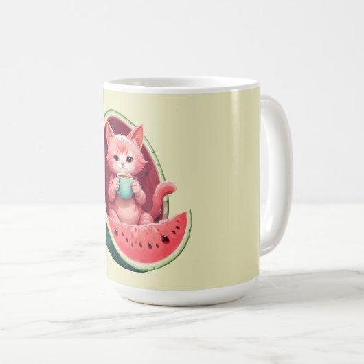 Mug Pause café au chat pastèque (Devant droit)