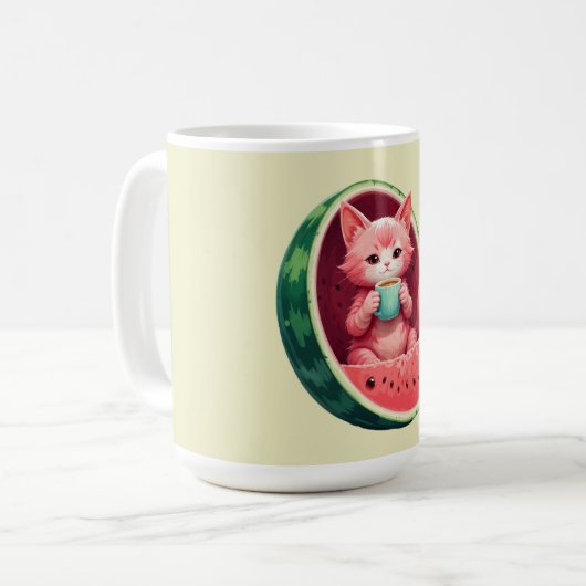 Mug Pause café au chat pastèque (Devant gauche)