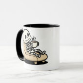 Mug Pause Café – Faucheuse Humour Noir Café (Devant gauche)