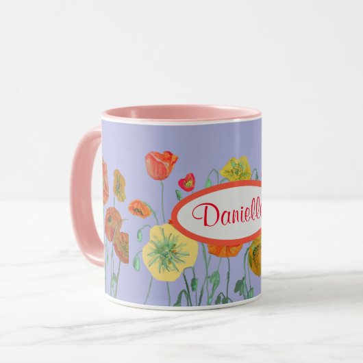 Mug Pavot à coquelicots de Lilac-Orange (Devant gauche)