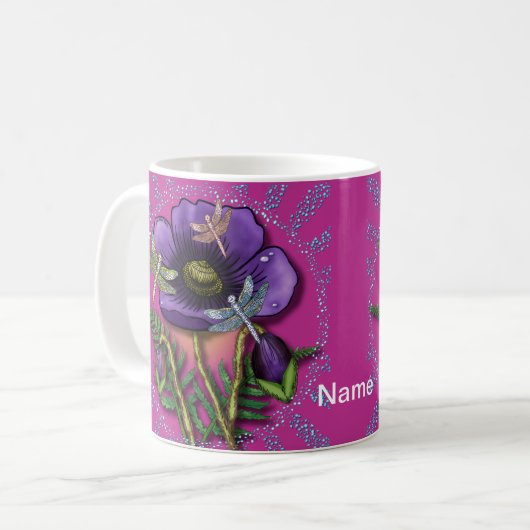 Mug Pavot à libellules pourpre (Devant gauche)