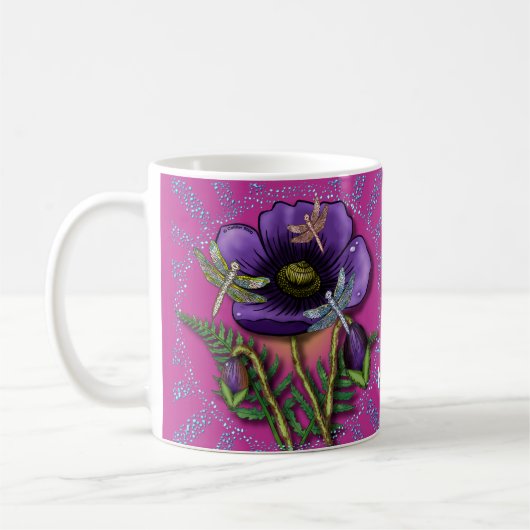 Mug Pavot à libellules pourpre (Gauche)