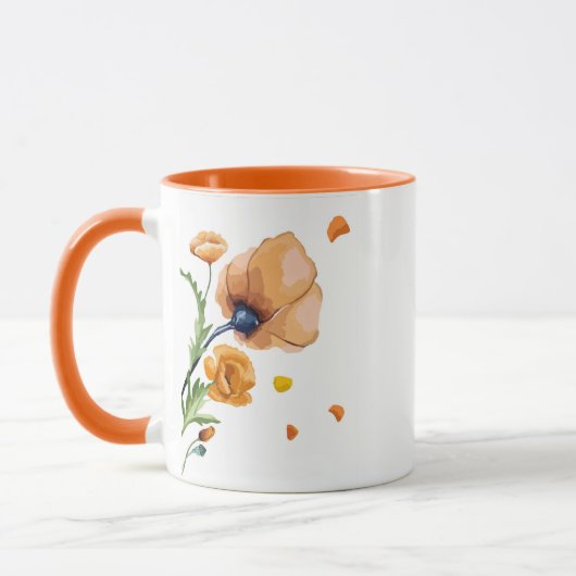 Mug Pavot aquarelle orange (Gauche)