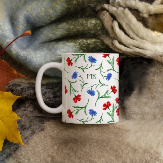 Mug Pavot & Fleur de Cornouailles, Rouge Bleu Blanc Fl