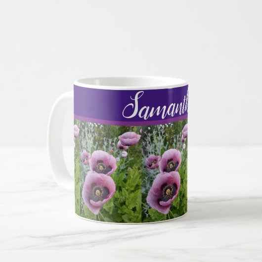 Mug Pavot rose violet Fleurs de pavot Pavois floral (Devant gauche)