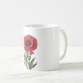 Mug Pavot rouge, aquarelle et encre (Devant droit)