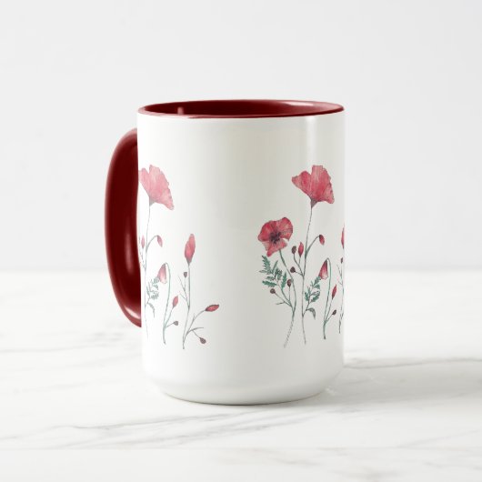 Mug Pavots d'aquarelle (Devant gauche)