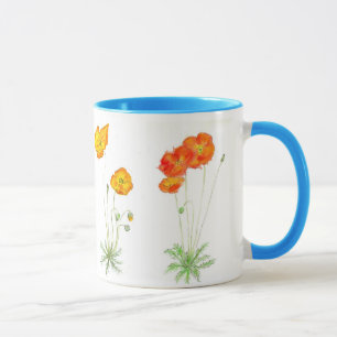 Mug Pavots d'Islande oranges et jaunes, couleur pour