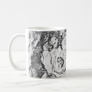 Mug Pavots floraux fleurs dessinés à la plume esquissé