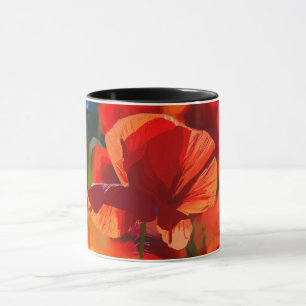 Mug pavots - peinture à l'huile