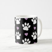 Mug Paw Motif, Chien Paws, White Paws, Lilac Hearts (Devant droit)
