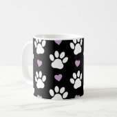 Mug Paw Motif, Chien Paws, White Paws, Lilac Hearts (Devant gauche)