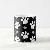 Mug Paw Motif, Chien Paws, White Paws, Lilac Hearts (Centre)