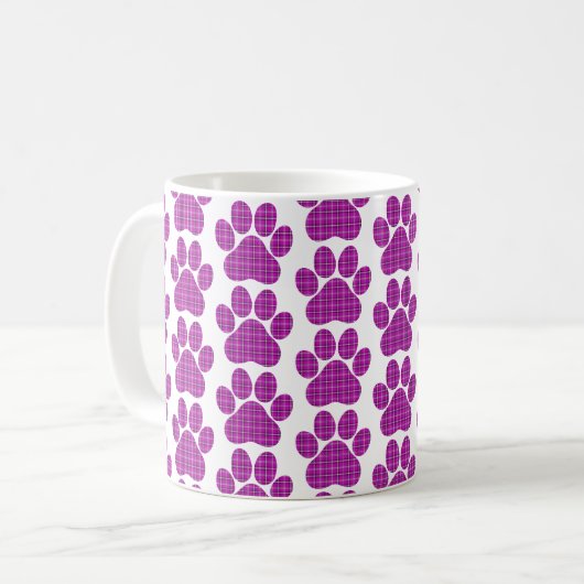 Mug Paw Shape Plaid Pink Purple  (Devant gauche)