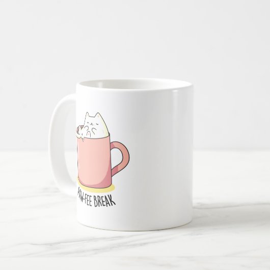 Mug Pawfee Break Funny Cat Pun de café (Devant gauche)