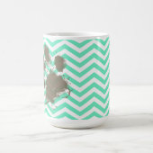 Mug Pawprint drôle sur Chevron bleu vert (Centre)