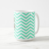 Mug Pawprint drôle sur Chevron bleu vert (Devant droit)