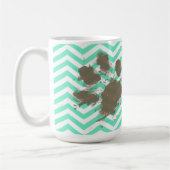 Mug Pawprint drôle sur Chevron bleu vert (Gauche)