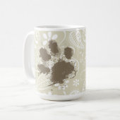 Mug Pawprint drôle sur Ecru Paisley (Devant gauche)