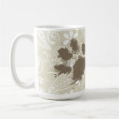 Mug Pawprint drôle sur Ecru Paisley (Gauche)