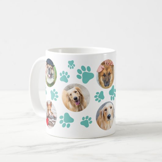 Mug Pawprint turquoise 8 Pet Chien Photo Collage (Devant gauche)