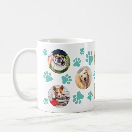Mug Pawprint turquoise 8 Pet Chien Photo Collage (Gauche)