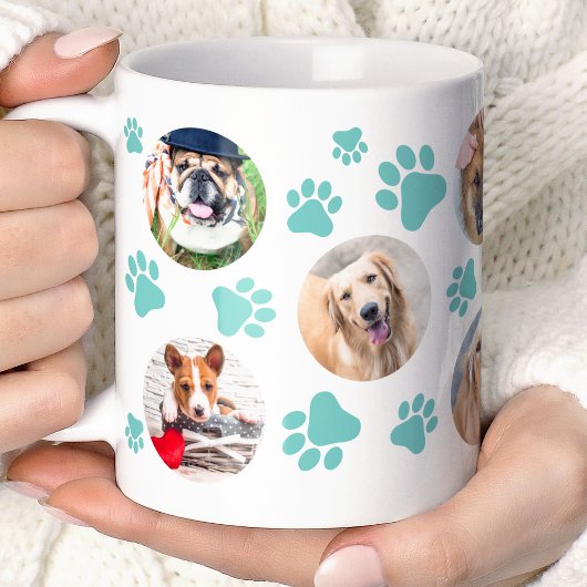 Mug Pawprint turquoise 8 Pet Chien Photo Collage