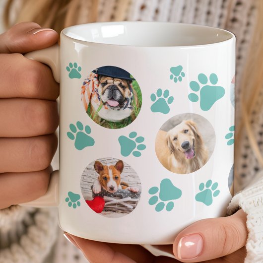 Mug Pawprint turquoise 8 Pet Chien Photo Collage