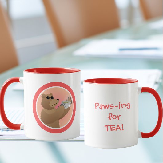 Mug Paws-ing for Tea Cute Bear Morning Tea Pun