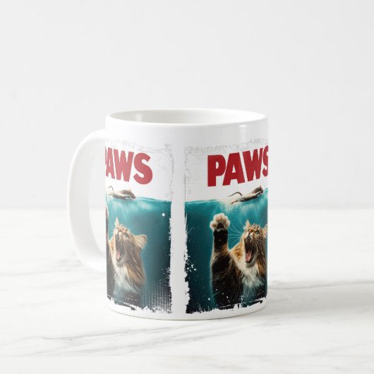 Mug PAWS Parodie Souris Chat Humoristique Chat Chasse (Devant gauche)
