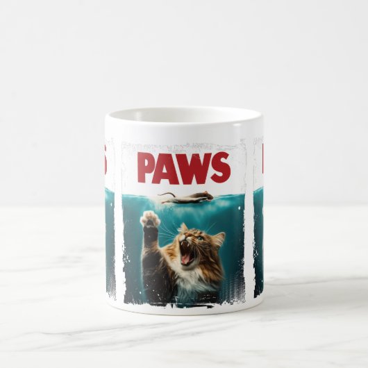Mug PAWS Parodie Souris Chat Humoristique Chat Chasse (Centre)