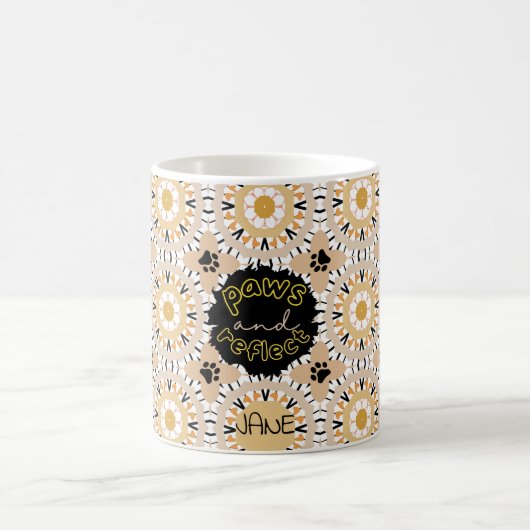 Mug PAWS & REFLECT caramel beige mandala (Centre)