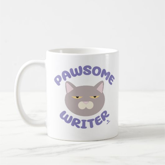 Mug Pawsome Writer Fun Chat Caractère amusant (Gauche)