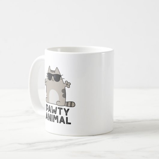 Mug Pawty Animal Funny Party Chat Pun (Devant gauche)