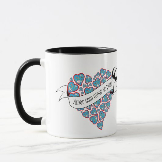 Mug Payer l'amour avec l'amour illustré proverbe portu (Gauche)