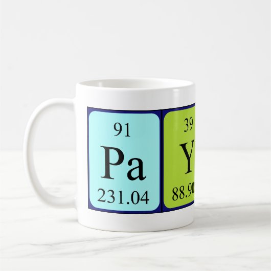 Mug Payez la taille de nom de table périodique (Gauche)