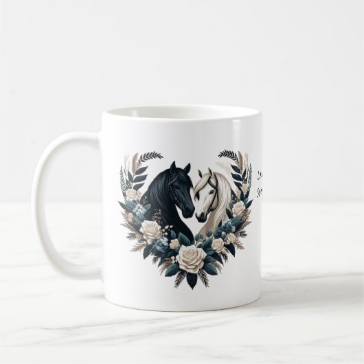 Mug Pays Chevaux noirs et blancs en amour (Gauche)