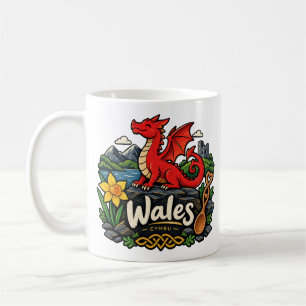Mug Pays de Galles Dessiné à la Main Art de Voyage Mon
