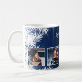 Mug Pays de Noël rustique 4 photo pins à neige bleu (Gauche)