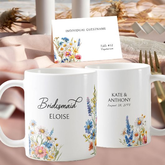 Mug Pays Fleur sauvage Bridesmaid Mariage cadeau