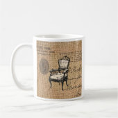 Mug pays français scripts burlap Paris rococo chaise (Gauche)