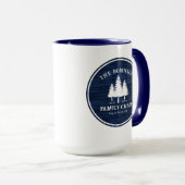 Mug Pays Rustique Famille Cabines Arbres Bleu Bois Gra (Devant droit)