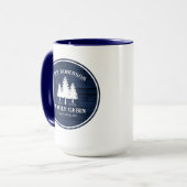 Mug Pays Rustique Famille Cabines Arbres Bleu Bois Gra (Devant gauche)