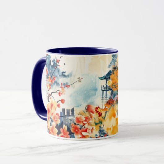 Mug Paysage asiatique avec pagode (Devant gauche)