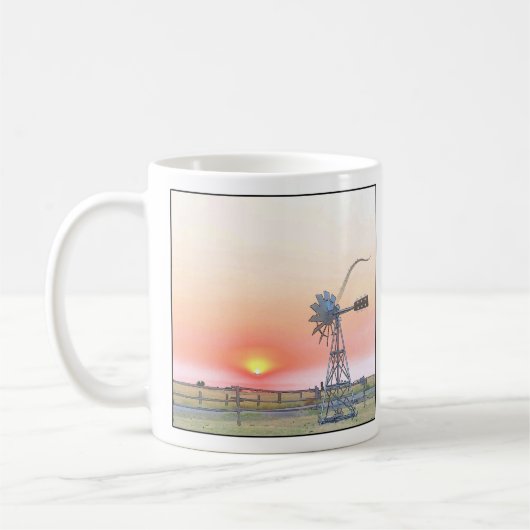 Mug Paysage au coucher du soleil avec moulin à vent ru (Gauche)