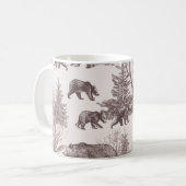 Mug Paysage avec ours, oursons, arbres d'hiver et sapi (Devant gauche)