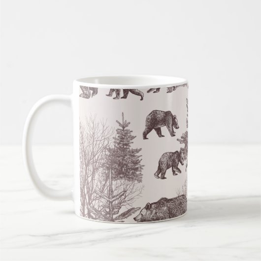 Mug Paysage avec ours, oursons, arbres d'hiver et sapi (Gauche)